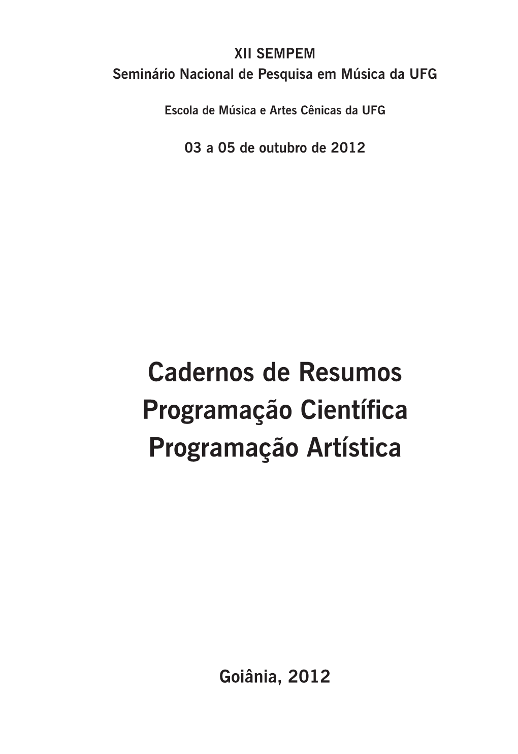 Cadernos De Resumos Programação Científica Programação Artística