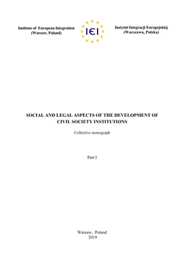 Social and Legal Aspects of the Development of Civil Society Institutions