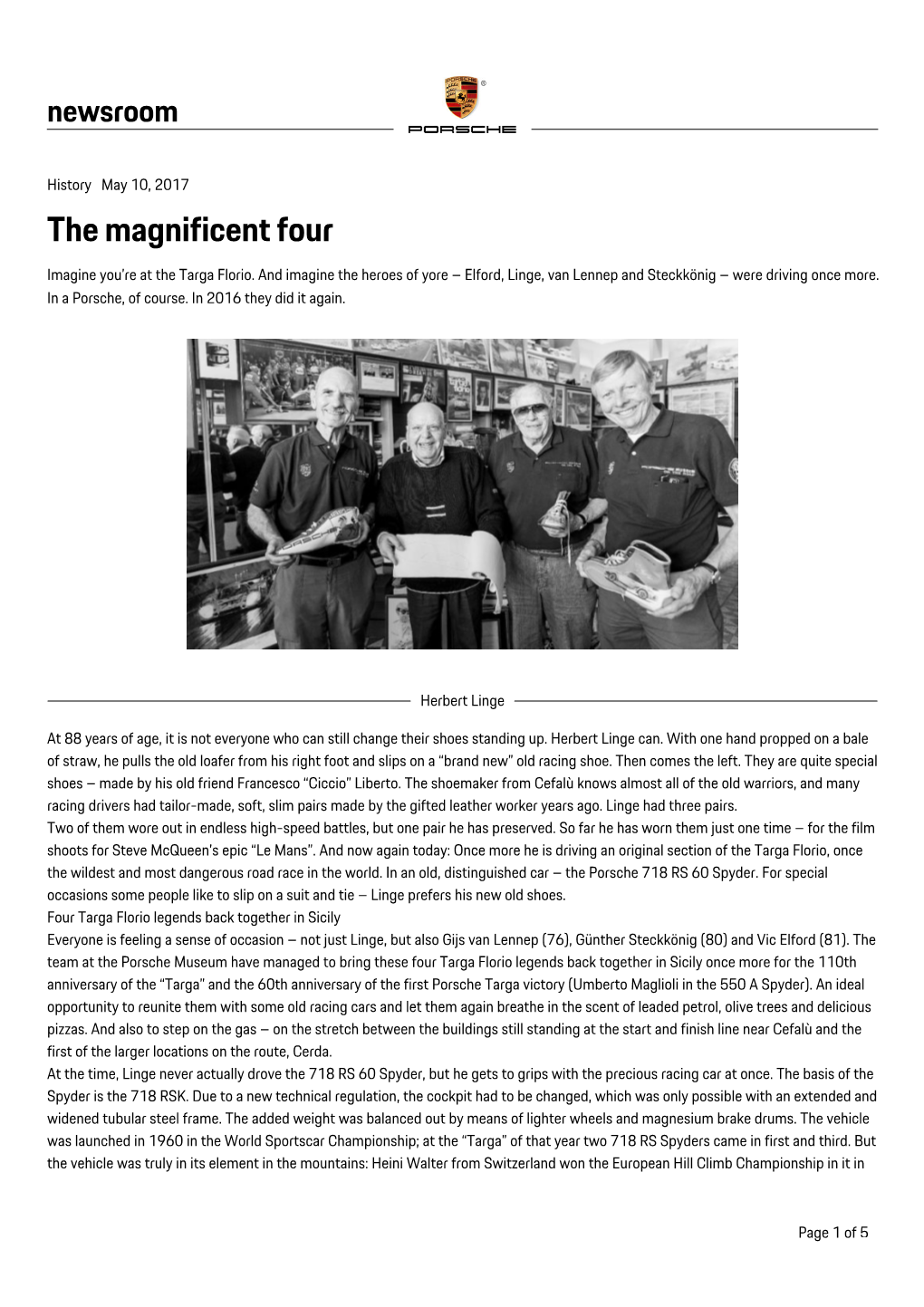 The Magnificent Four Imagine You’Re at the Targa Florio