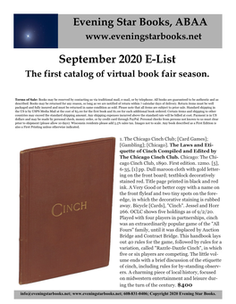 September 2020 E-List the First Catalog of Virtual Book Fair Season