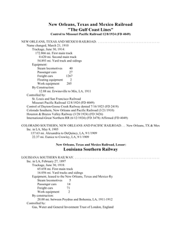 New Orleans, Texas and Mexico Railroad "The Gulf Coast Lines" Control to Missouri Pacific Railroad 12/8/1924 (FD 4049)