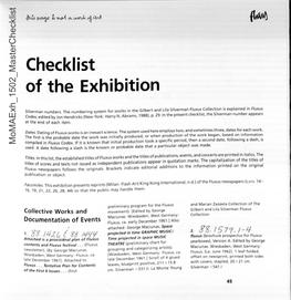 Checklist of the Exhibition