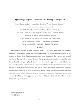 Symmetry, Physical Theories and Theory Changes V1 Abstract