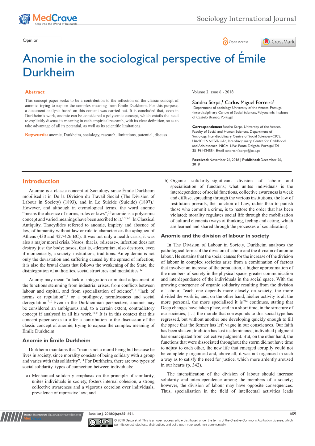 Anomie in the Sociological Perspective of Émile Durkheim