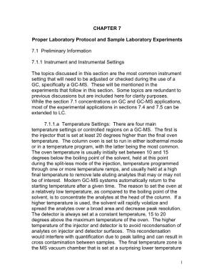 CHAPTER 7 Proper Laboratory Protocol and Sample Laboratory