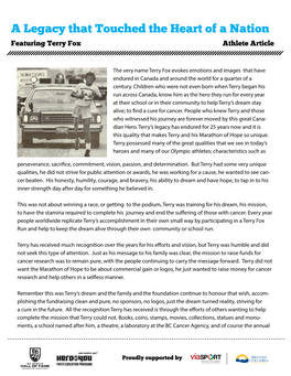 Terry Fox Athlete Article