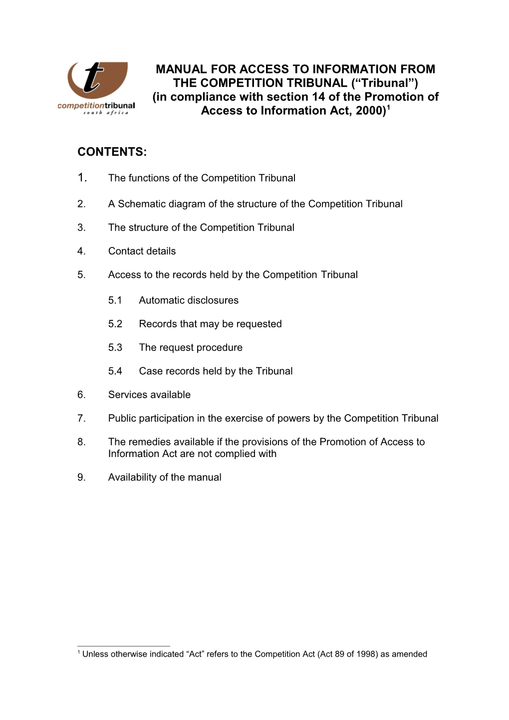 Particulars in Terms of Section 14