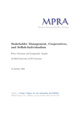 03-01-2020 Stakeholder Management, Cooperatives, and Selfish-Individualism 1131