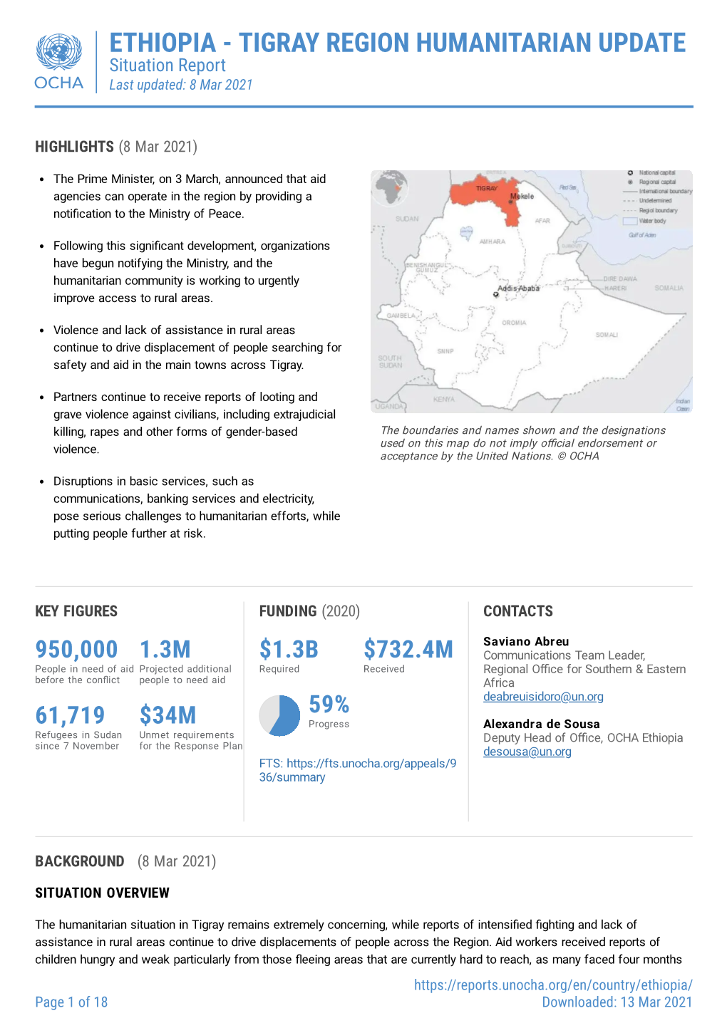 Situation Report Last Updated: 8 Mar 2021