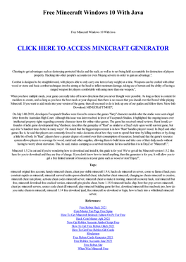 Free Minecraft Windows 10 with Java