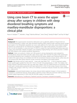 Using Cone Beam CT to Assess the Upper Airway After Surgery In