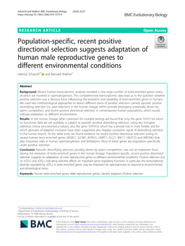 Population-Specific, Recent Positive Directional Selection Suggests