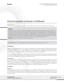 Clinical Evaluation of Breast in Childhood