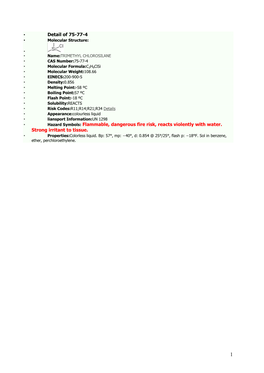 Detail of 75-77-4 Hazard Symbols: Flammable, Dangerous Fire Risk