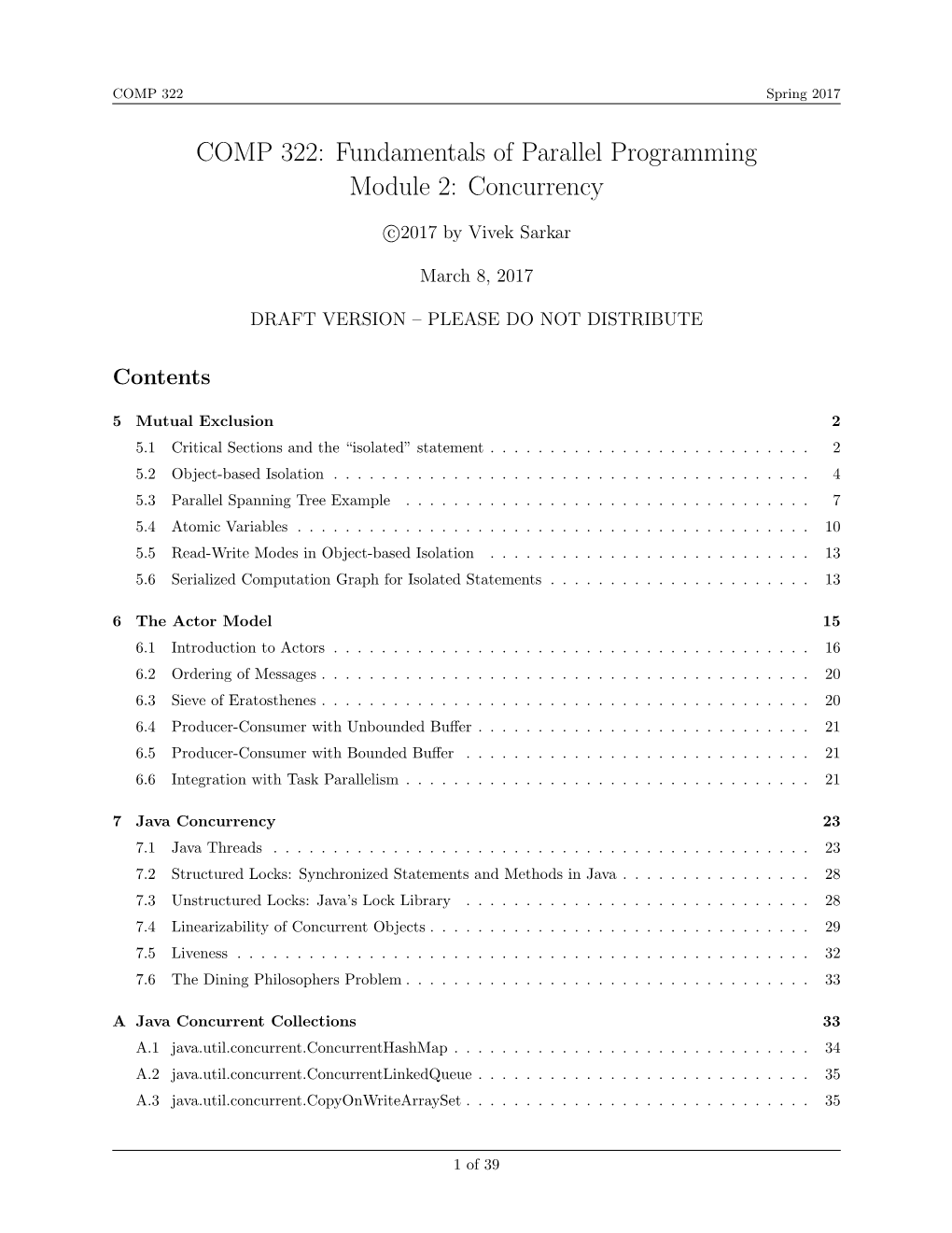 COMP 322: Fundamentals of Parallel Programming Module 2: Concurrency