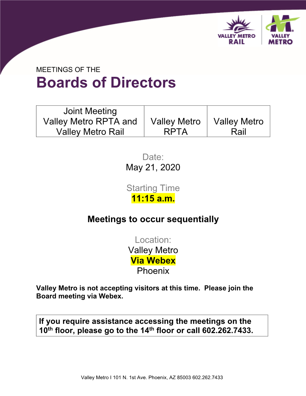 MEETINGS of the Boards of Directors