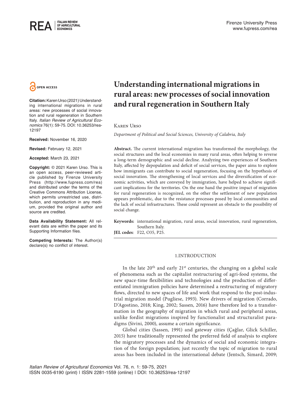 Understanding International Migrations in Rural Areas