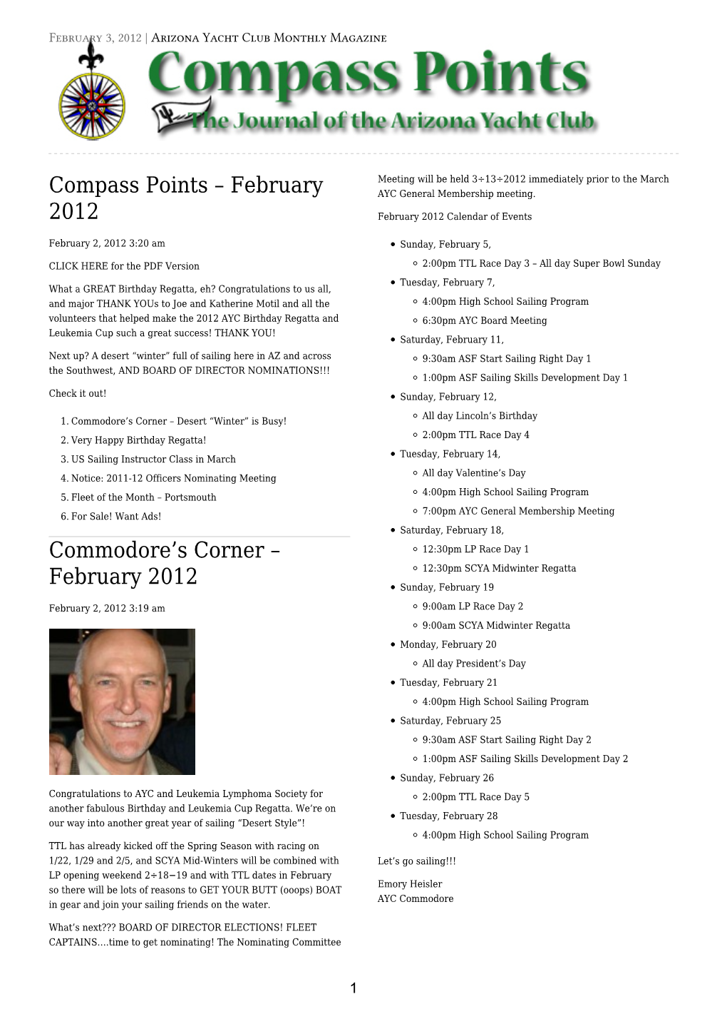 Compass Points – February AYC General Membership Meeting