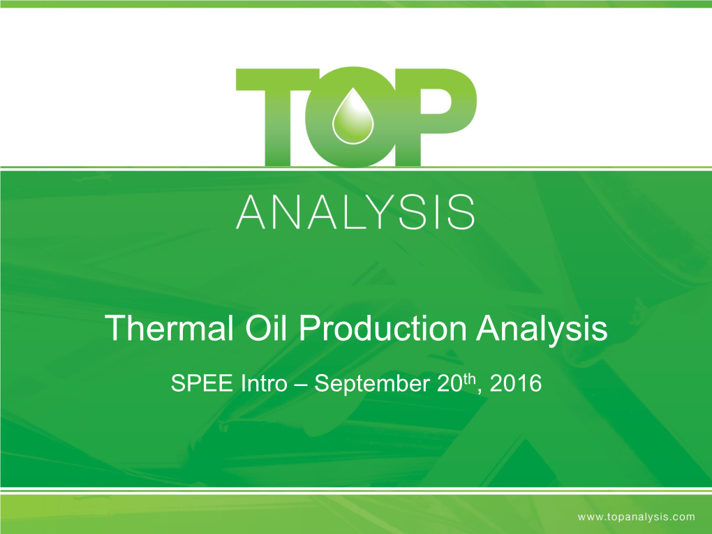 Thermal Oil Production Analysis