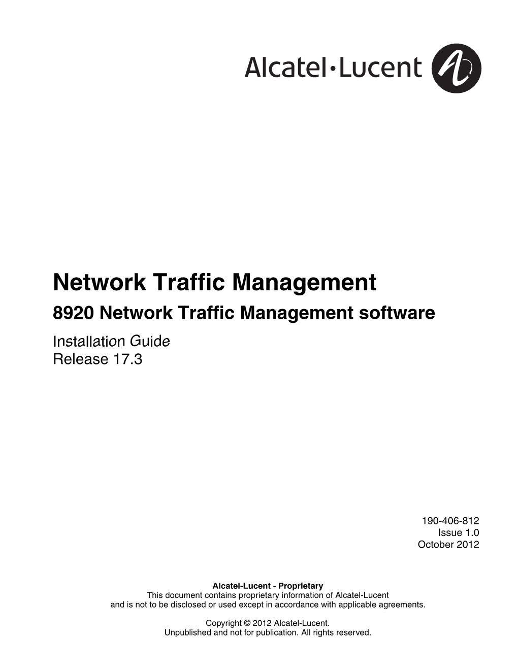 8920 Network Traffic Management Software Installation Guide Release 17.3