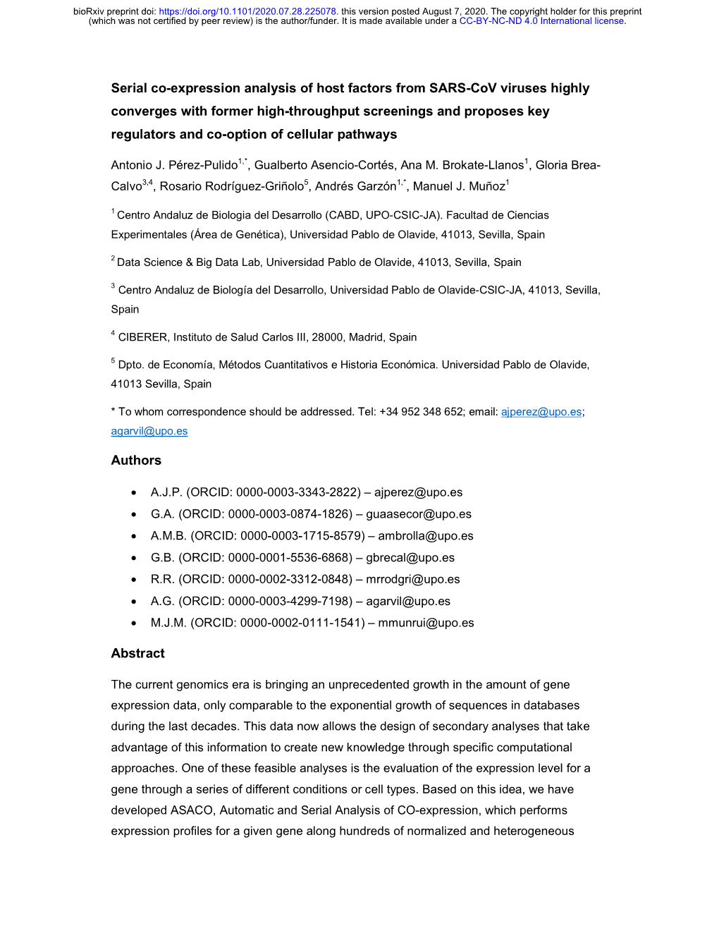 Serial Co-Expression Analysis of Host Factors from SARS-Cov Viruses