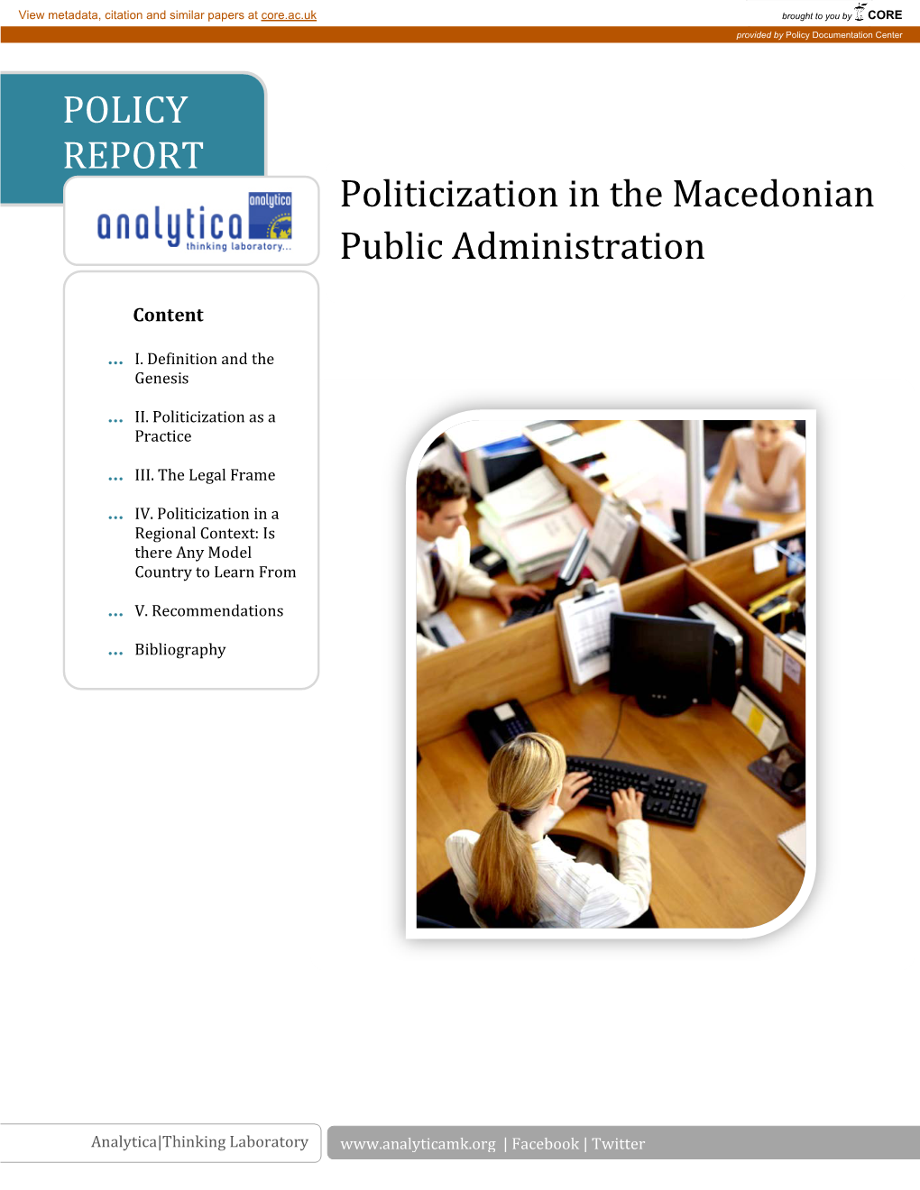 Politicization in the Macedonian Public Administration