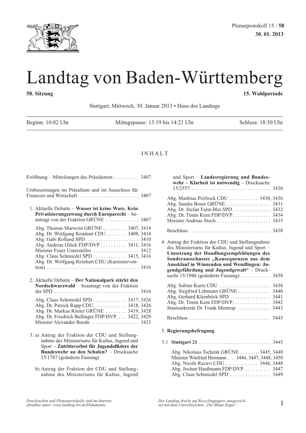Landtag Von Baden-Württemberg 58