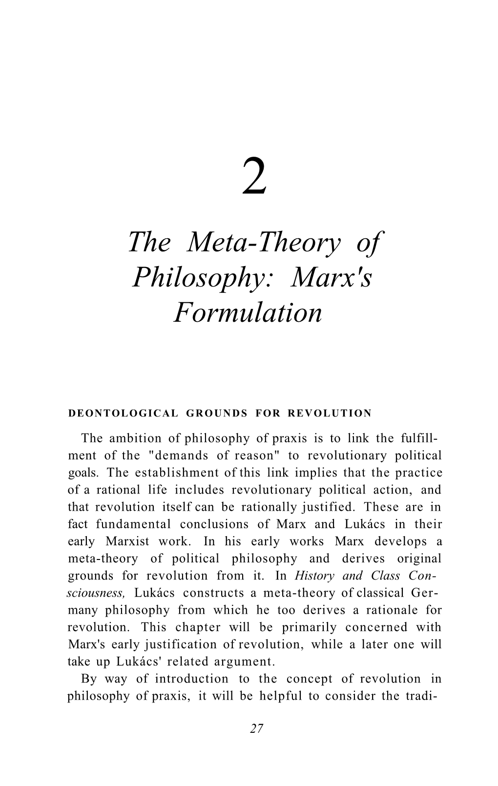 The Meta-Theory of Philosophy: Marx's Formulation