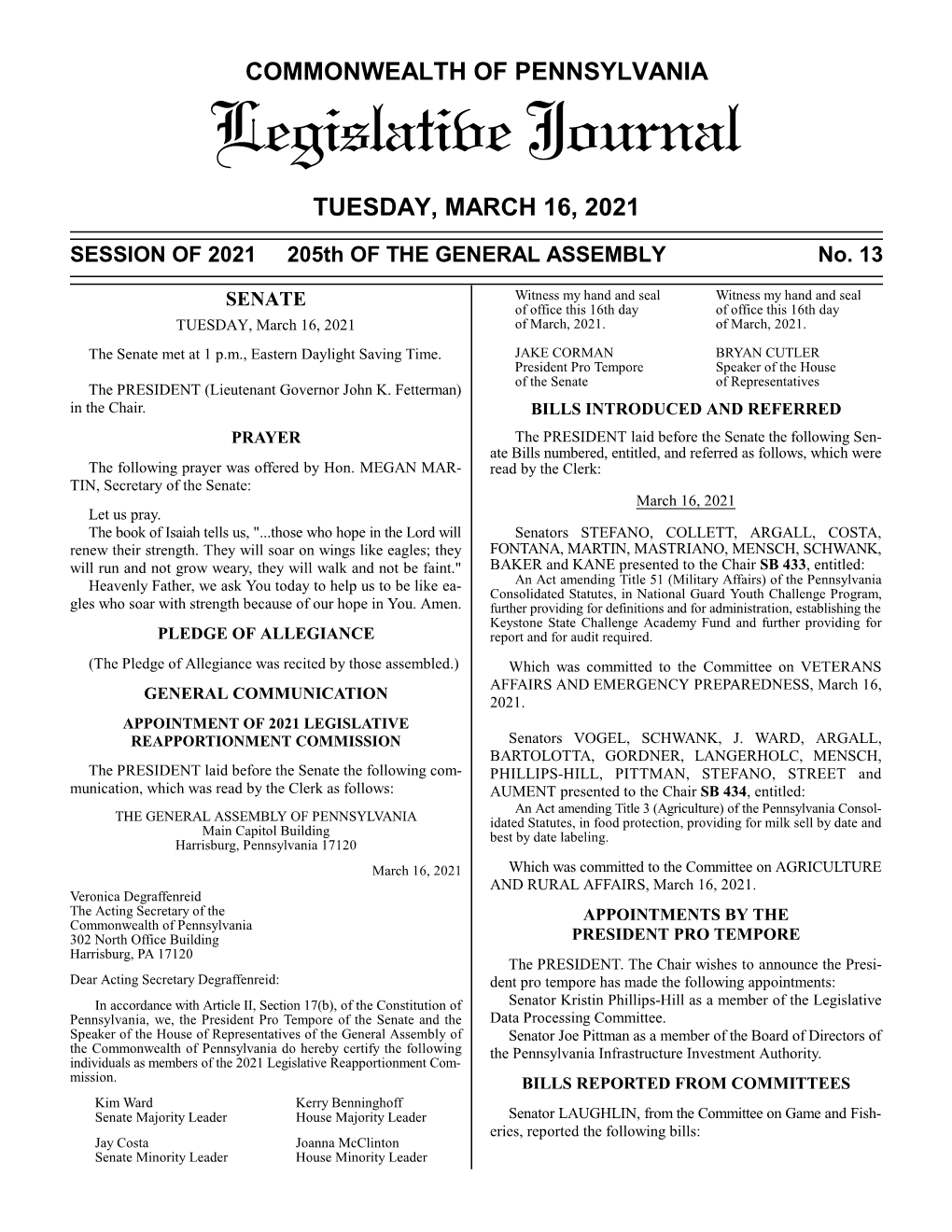 Legislative Journal