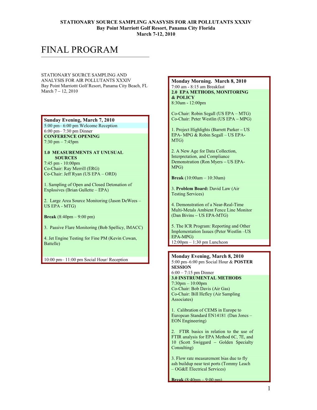 Stationary Source Sampling Anasysis for Air Pollutants Xxxiv