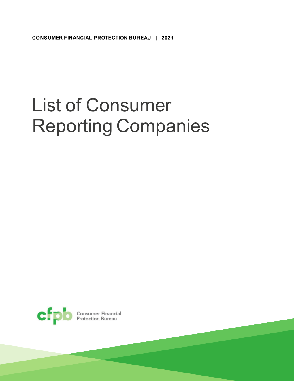 List of Consumer Reporting Companies