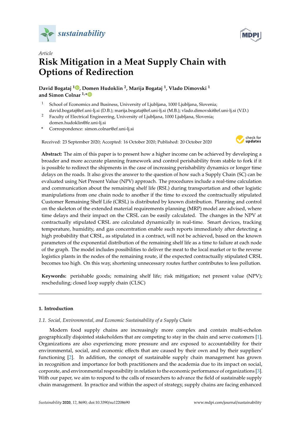 Risk Mitigation in a Meat Supply Chain with Options of Redirection