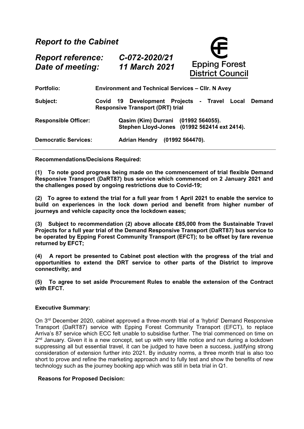 Travel Local Demand Responsive Transport (DRT) Trial