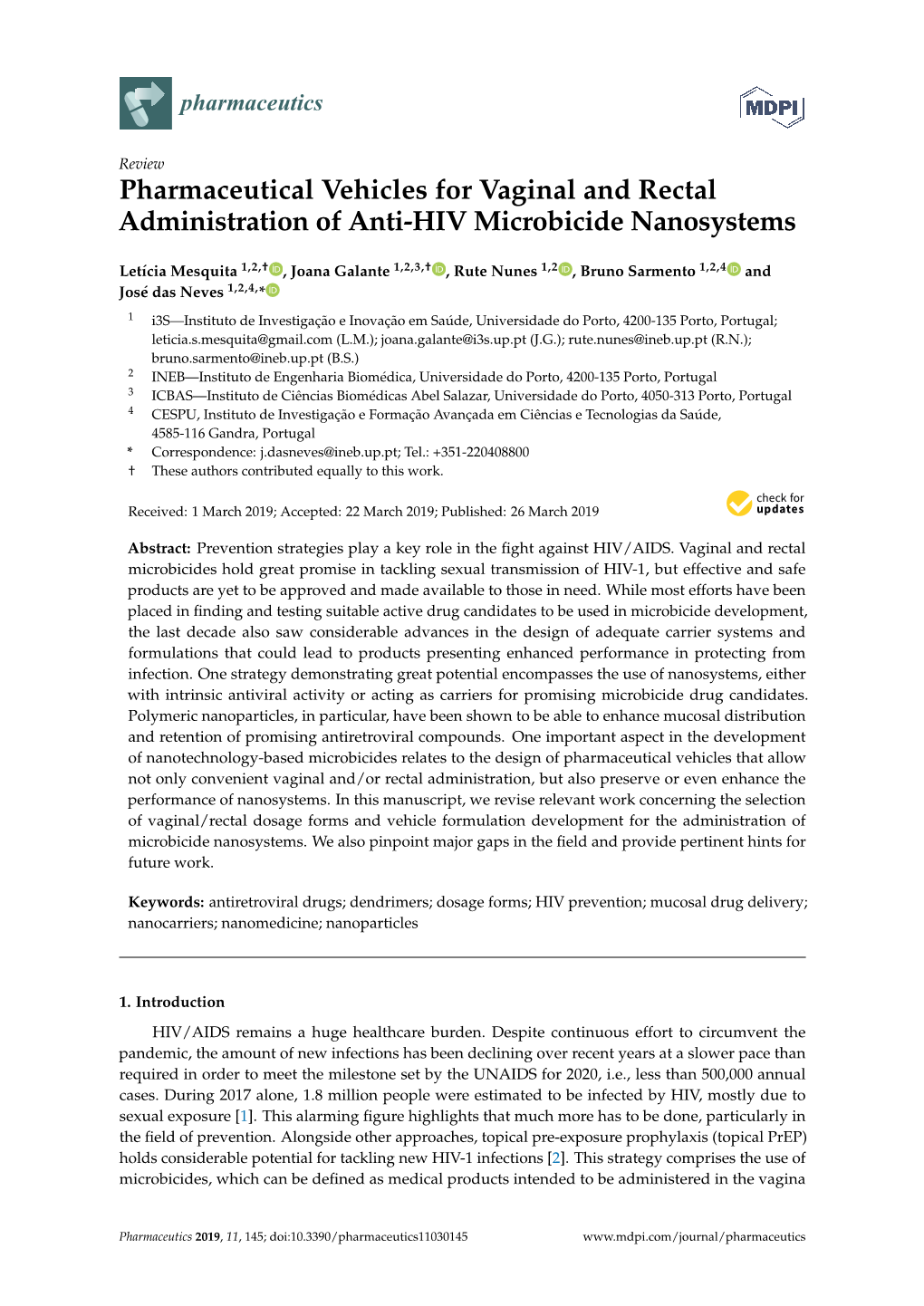 Pharmaceutical Vehicles for Vaginal and Rectal Administration of Anti-HIV Microbicide Nanosystems