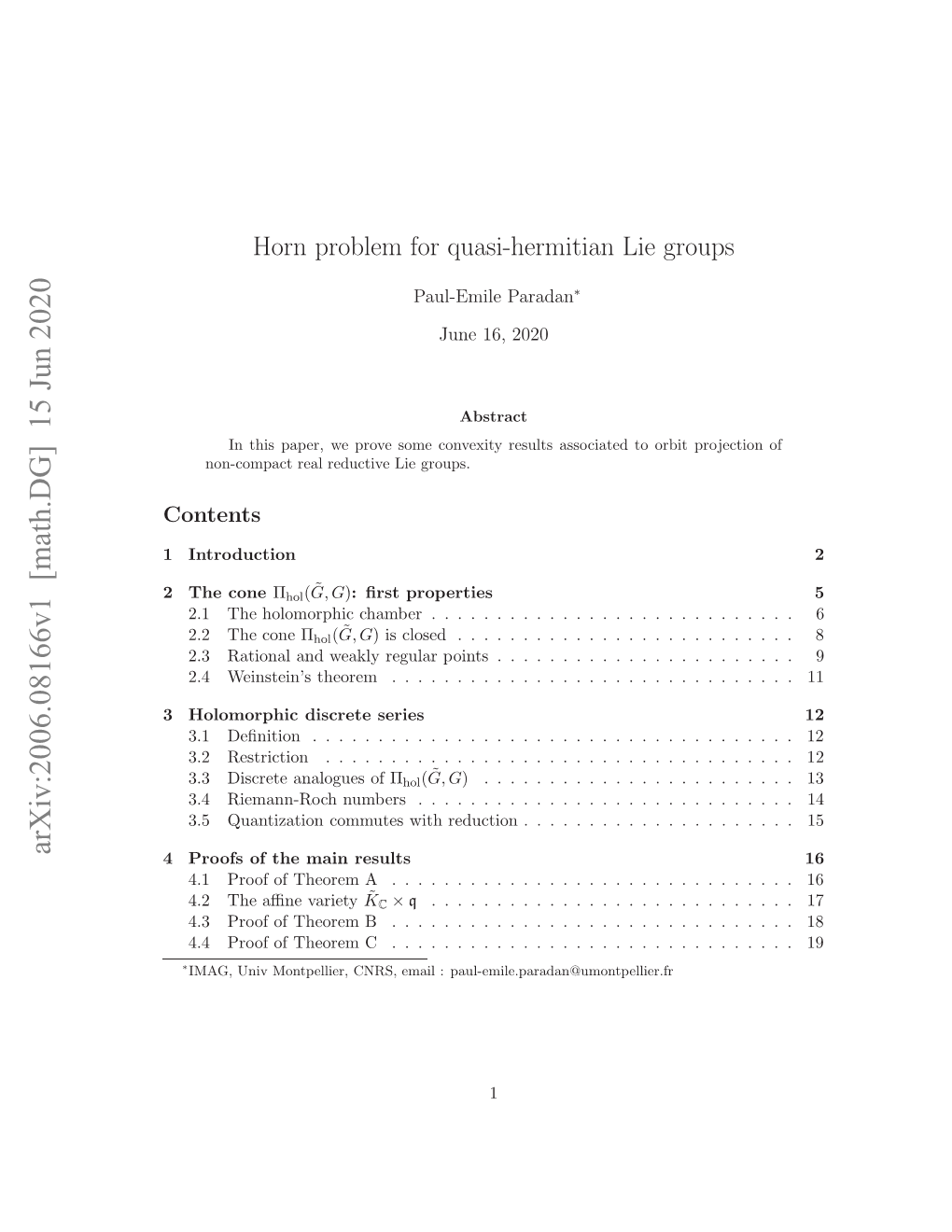 Horn Problem for Quasi-Hermitian Lie Groups