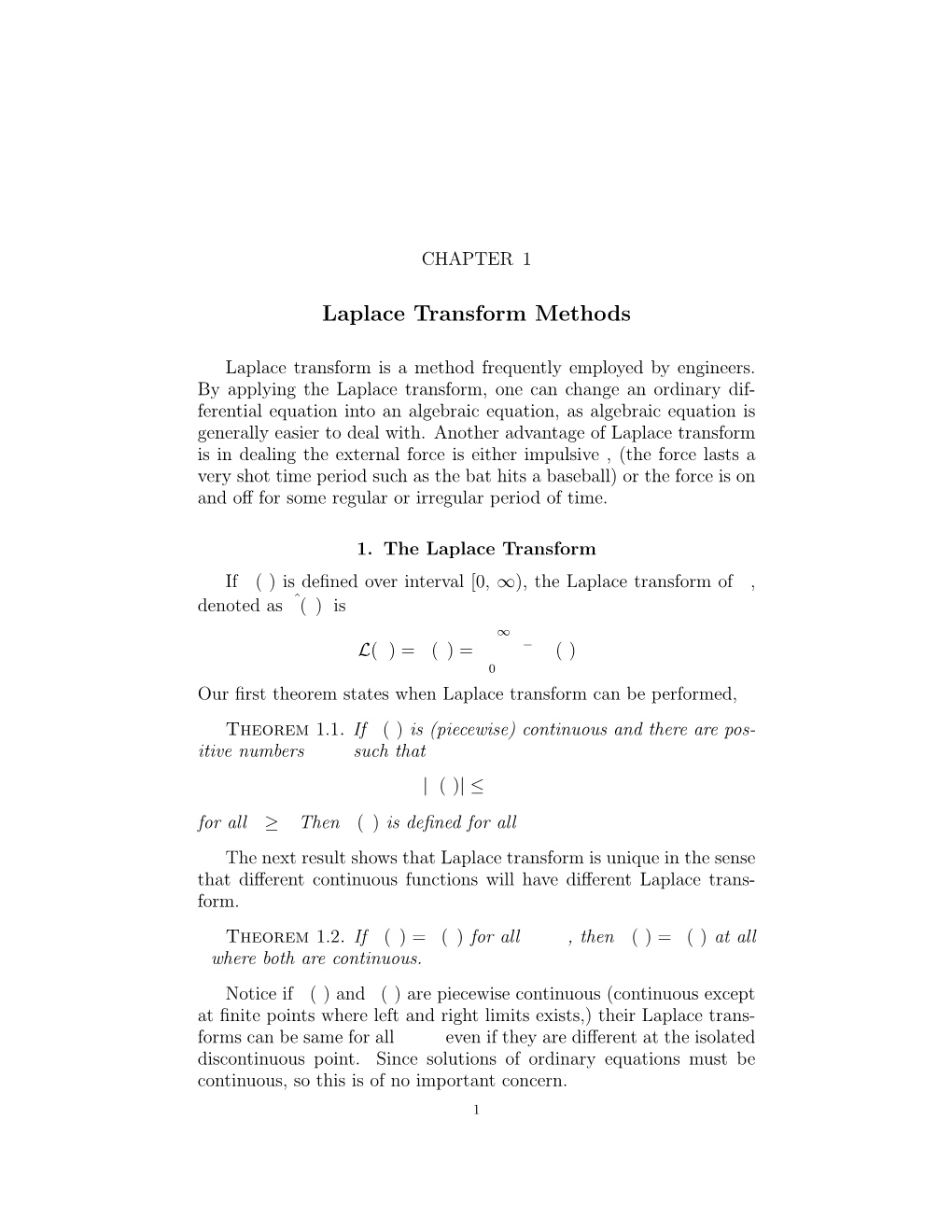 Laplace Transform Methods