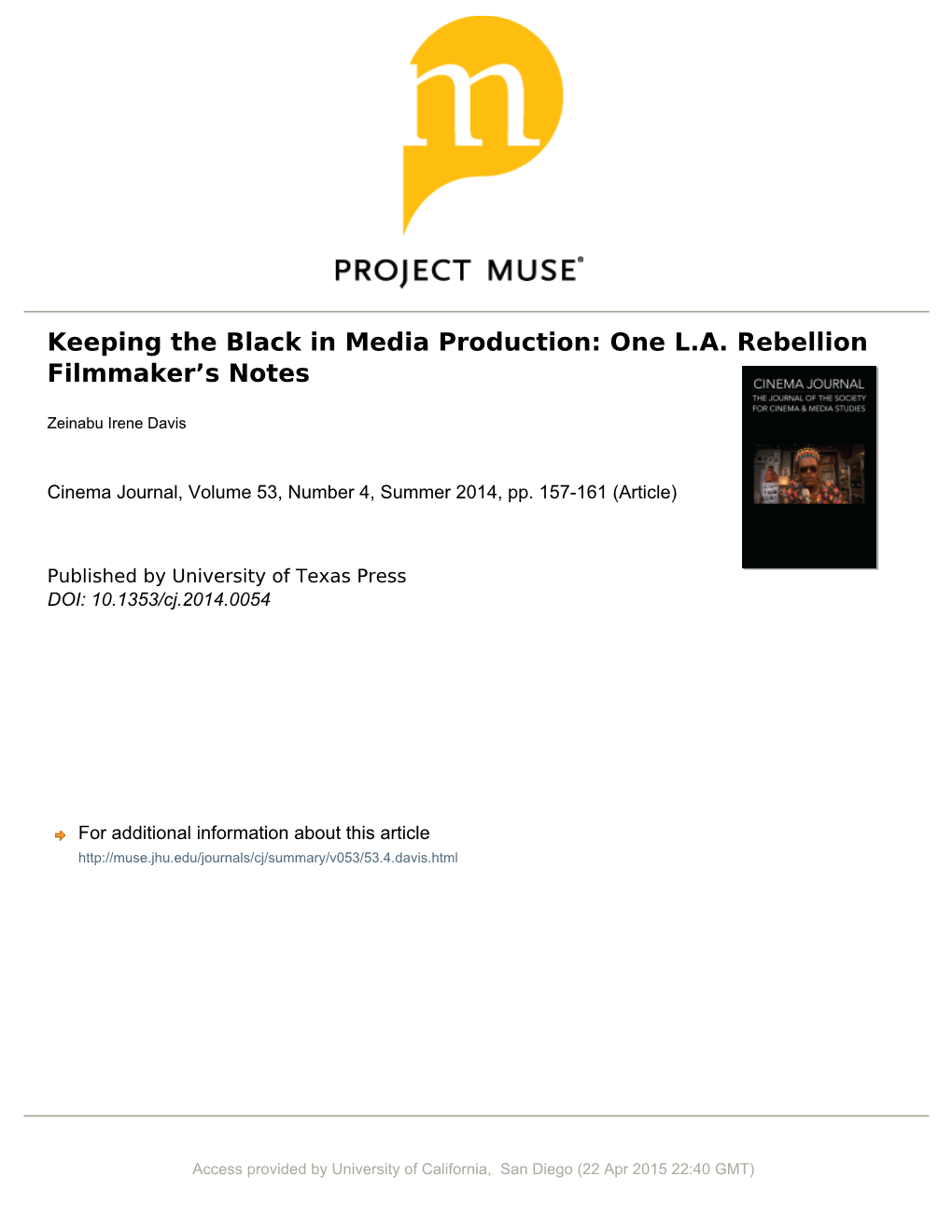 Keeping the Black in Media Production: One L.A