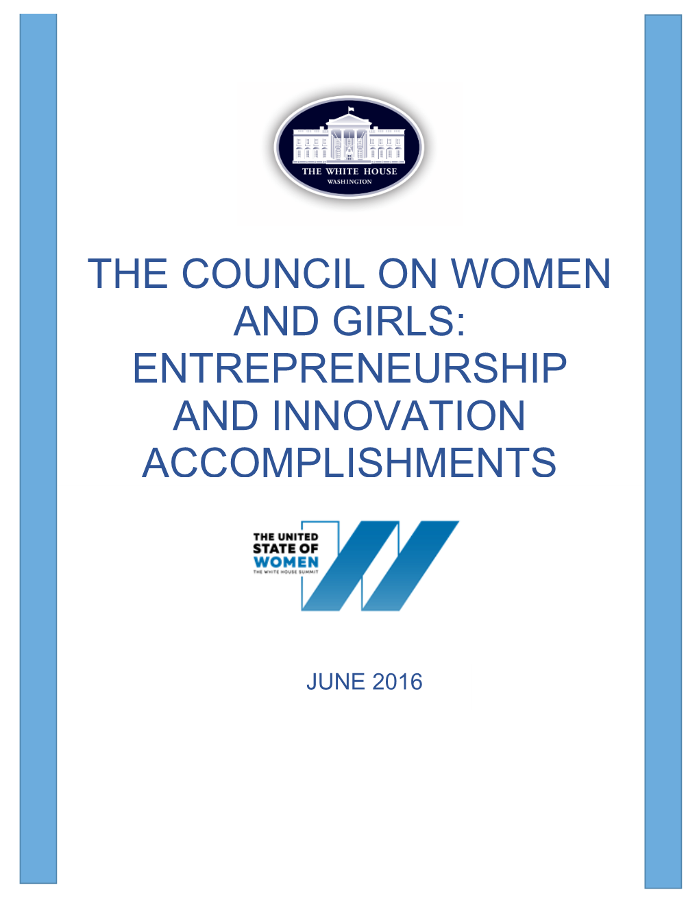 The Council on Women and Girls: Entrepreneurship and Innovation Accomplishments