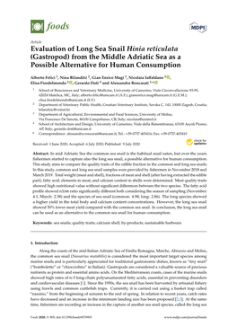 Evaluation of Long Sea Snail Hinia Reticulata (Gastropod) from the Middle Adriatic Sea As a Possible Alternative for Human Consumption