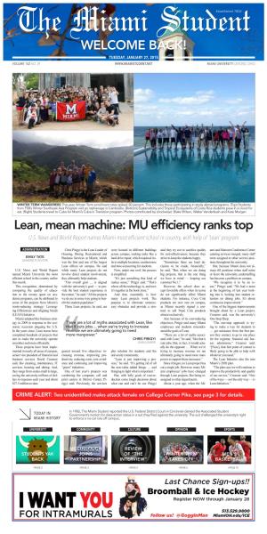 Lean, Mean Machine: MU Efficiency Ranks Top U.S