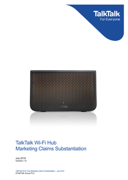 Talktalk Wi-Fi Hub Marketing Claims Substantiation