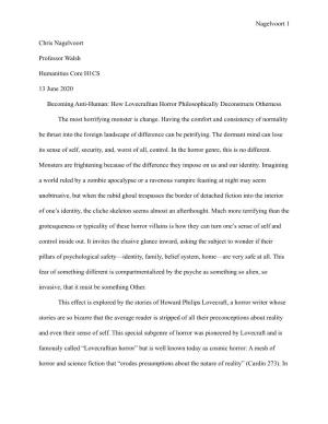 Lovecraft Research Paper Final Draft