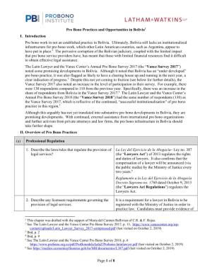 Page 1 of 8 Pro Bono Practices and Opportunities in Bolivia I
