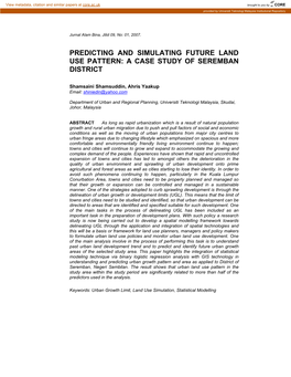 Predicting and Simulating Future Land Use Pattern: a Case Study of Seremban District