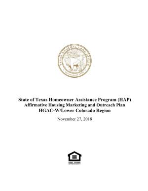 HAP) Affirmative Housing Marketing and Outreach Plan HGAC-W/Lower Colorado Region