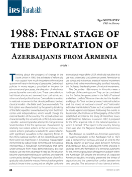 1988: Final Stage of the Deportation of Azerbaijanis from Armenia Article 1