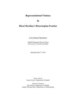 Representational Violence in Blood Meridian's Heterotopian Frontier