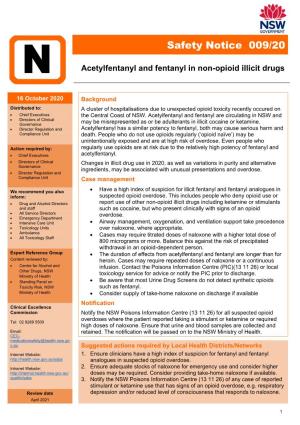 Safety Notice 009/20 Acetylfentanyl and Fentanyl In