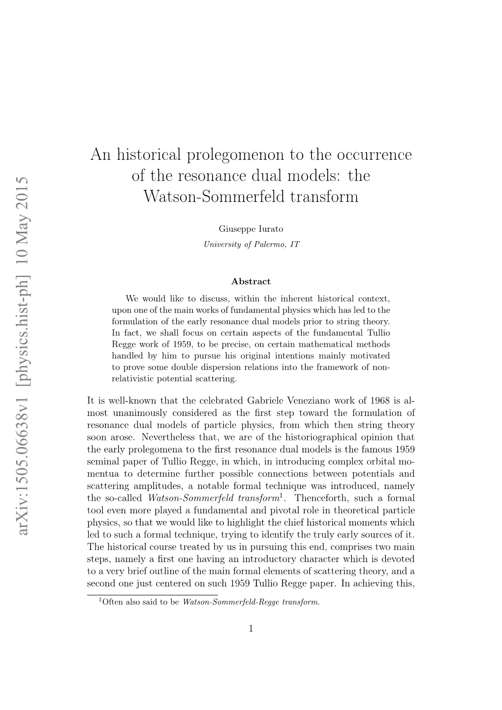 The Watson-Sommerfeld Transform