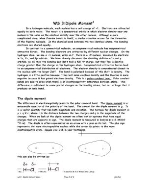 Ws 3- Dipole Moment.Docx Page 1 of 3 Alscher